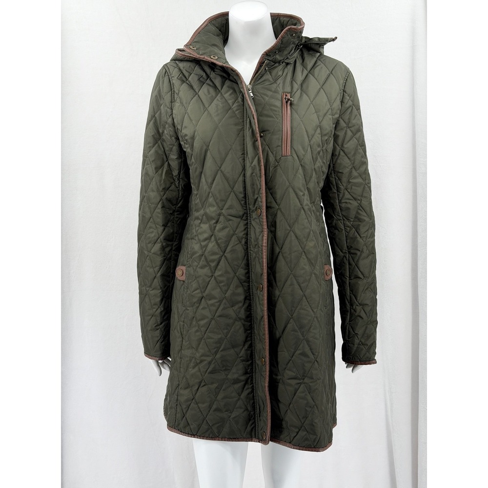 Lauren Ralph Lauren Jacket Womens XL Green Hooded Quilted Coat Barn Equestrian